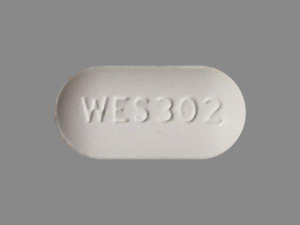 Pill with imprint WES 302, white, capsule, 15 mm (Hydrocodone Bitartrate and Acetaminophen Hydrocodone Bitartrate 7.5 mg / Acetaminophen 325 mg)