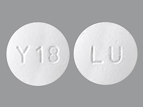 Pill with imprint LU Y18, white, round, 11 mm (Quetiapine 200 mg)