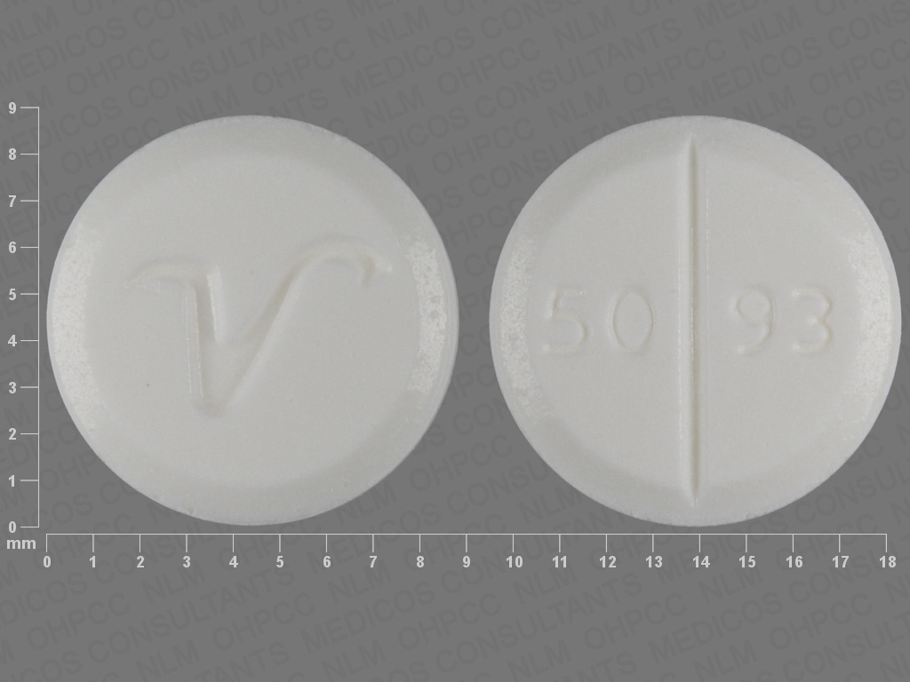 Pill with imprint 5093 V, white, round, 9 mm (Prednisone 10 mg)