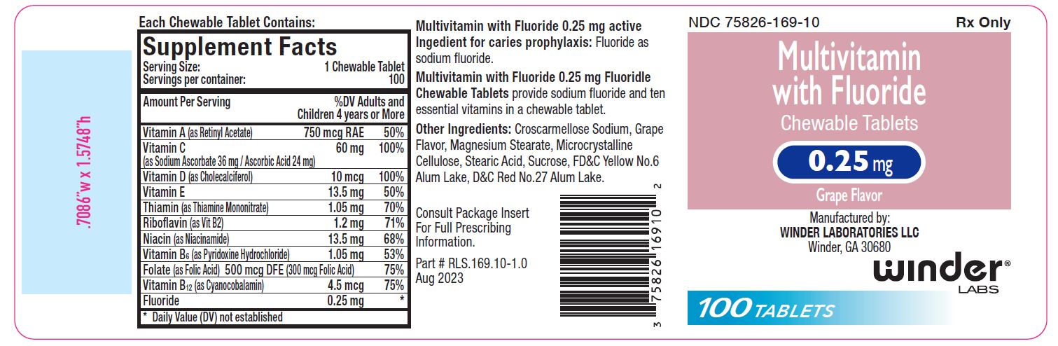 Pill with imprint WL169, pink, round, 13 mm (Sodium Fluoride Fluoride Ion 0.25 mg / Vitamin A 750 mcg / Ascorbic Acid 24 mg / Ascorbic Acid 36 mg / Cholecalciferol 10 mcg / .alpha.-tocopherol, Dl- 6.75 mg / Thiamine Mononitrate 1.05 mg / Riboflavin 1.2 mg / Niacinamide 13.5 mg / Pyridoxine 1.05 mg / Folic Acid 500 mcg / Cyanocobalamin 4.5 mcg)