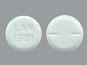 Pill with imprint LAN 1301, white, round, 6 mm (Primidone 50 mg)