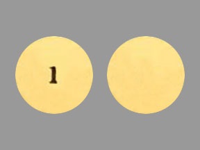 Pill with imprint 1, yellow, round, 5 mm (Sirolimus 0.5 mg)