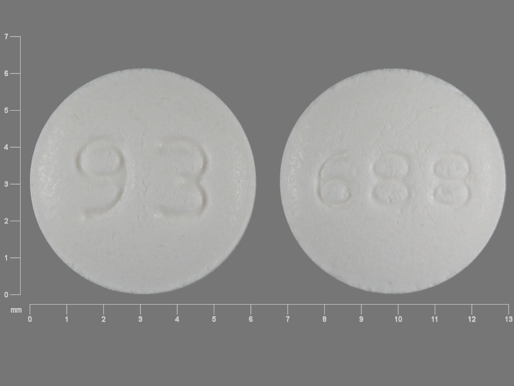 Pill with imprint 93 688, white, round, 6 mm (Lamotrigine 5 mg)
