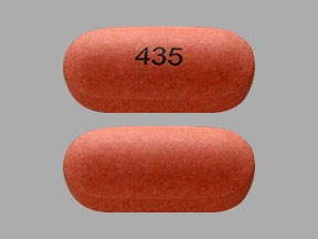 Pill with imprint 435, red, capsule, 19 mm (Mesalamine 800 mg)