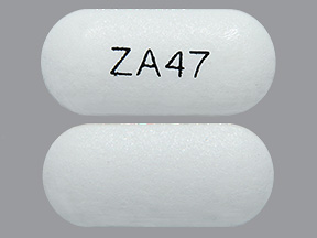 Pill with imprint ZA47, white, capsule, 18 mm (Divalproex Sodium 250 mg)
