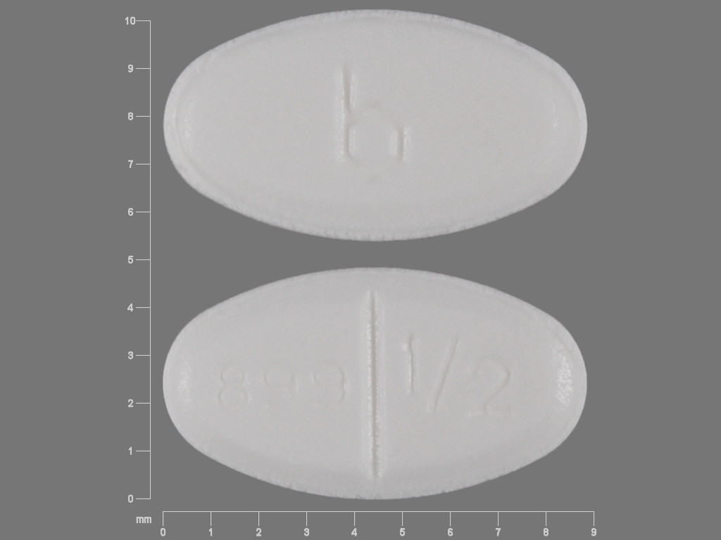 Pill with imprint 899 1 2 B, white, oval, 9 mm (Estradiol 0.5 mg)