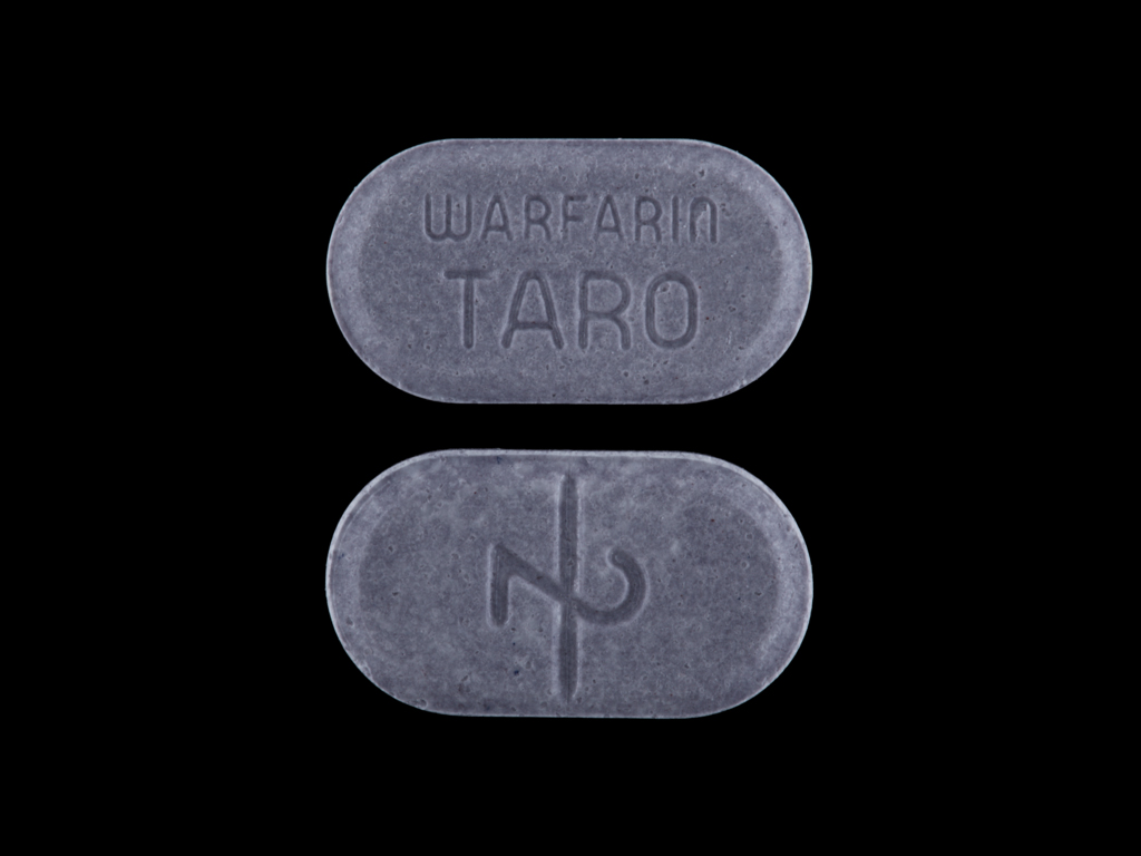Pill with imprint 2 WARFARIN TARO, purple, oval, 11 mm (Warfarin Sodium 2 mg)