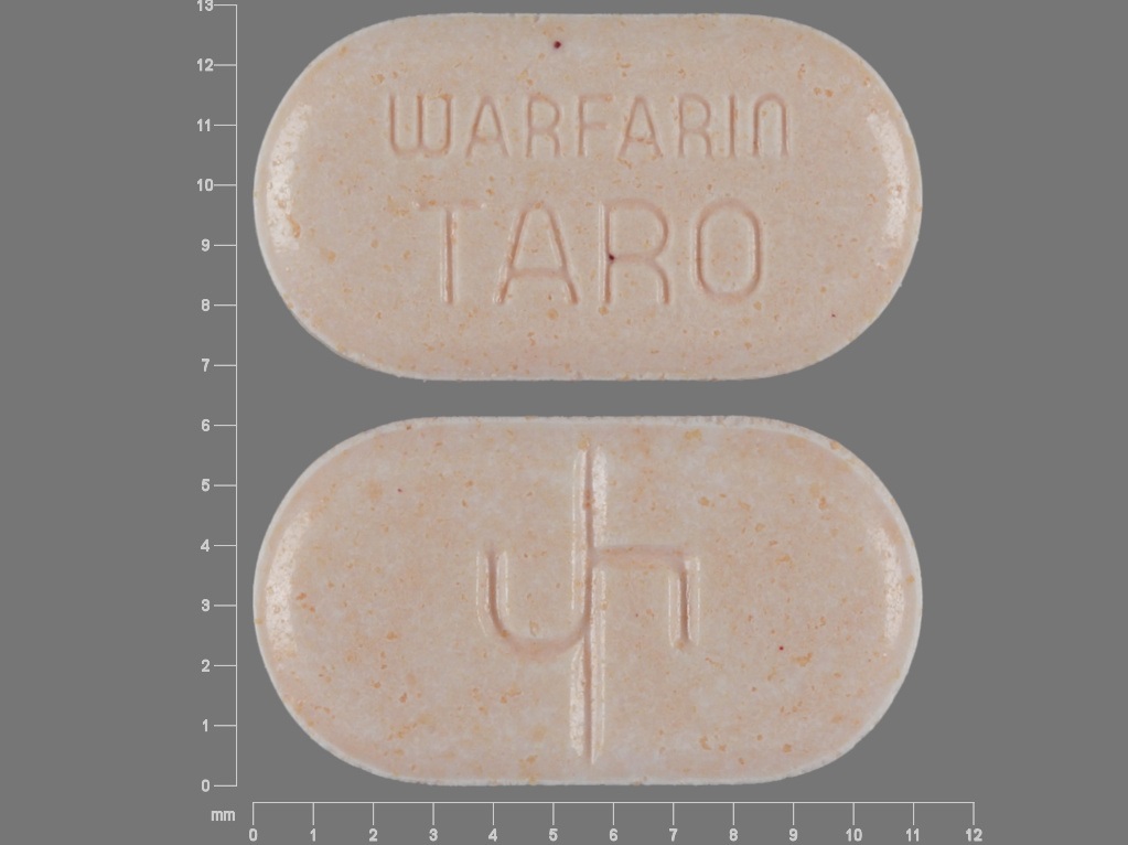 Pill with imprint 5 WARFARIN TARO, orange, oval, 11 mm (Warfarin Sodium 5 mg)