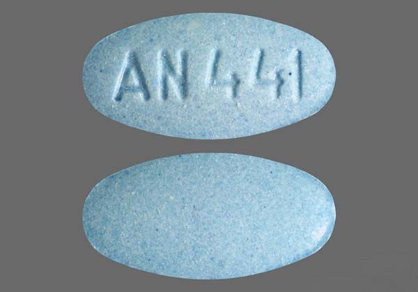 Pill with imprint AN 441, blue, oval, 10 mm (Meclizine Hydrochloride 12.5 mg)