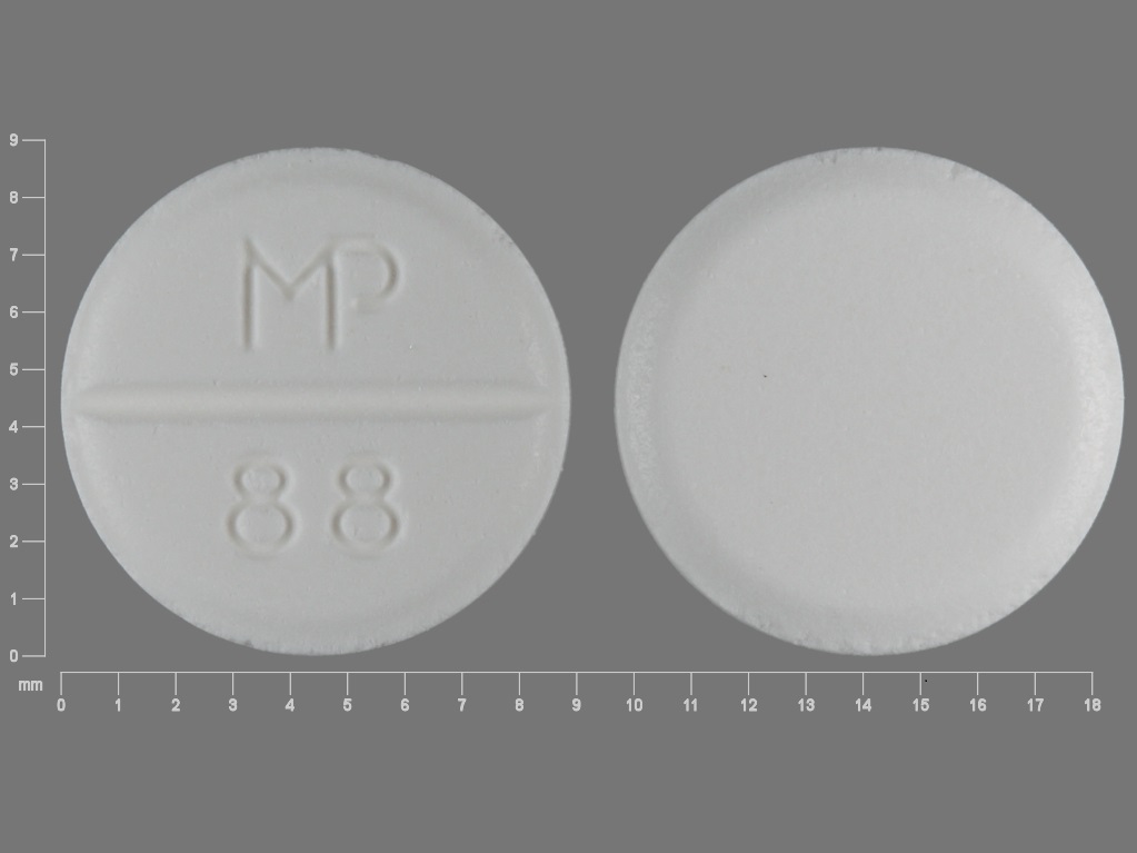 Pill with imprint MP 88, white, round, 8 mm (Albuterol Sulfate 4 mg)