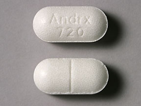 Pill with imprint Andrx 720, white, oval, 21 mm (Potassium Chloride 20 mEq)
