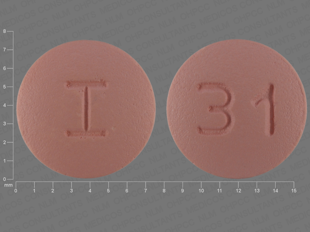 Pill with imprint I 31, pink, round, 7 mm (Rosuvastatin Calcium 20 mg)