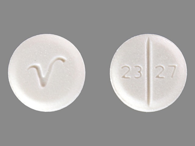 Pill with imprint 2327 V, white, round, 7 mm (Benztropine Mesylate 2 mg)