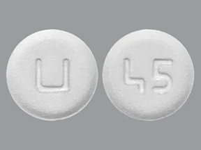 Pill with imprint U 45, white, round, 7 mm (Guanfacine Hydrochloride 1 mg)