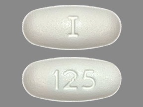 Pill with imprint I 125, white, oval, 16 mm (Metronidazole 500 mg)