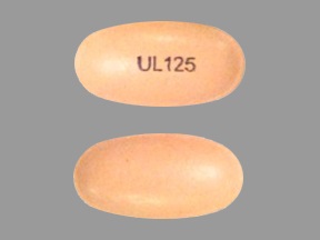 Pill with imprint UL 125, orange, oval, 12 mm (Divalproex Sodium 125 mg)
