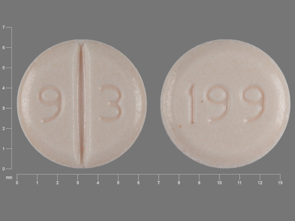Pill with imprint 9 3 199, orange, round, 6 mm (Venlafaxine Hydrochloride 25 mg)