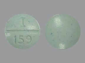 Pill with imprint I 159, green, round, 9 mm (Propranolol Hydrochloride 40 mg)