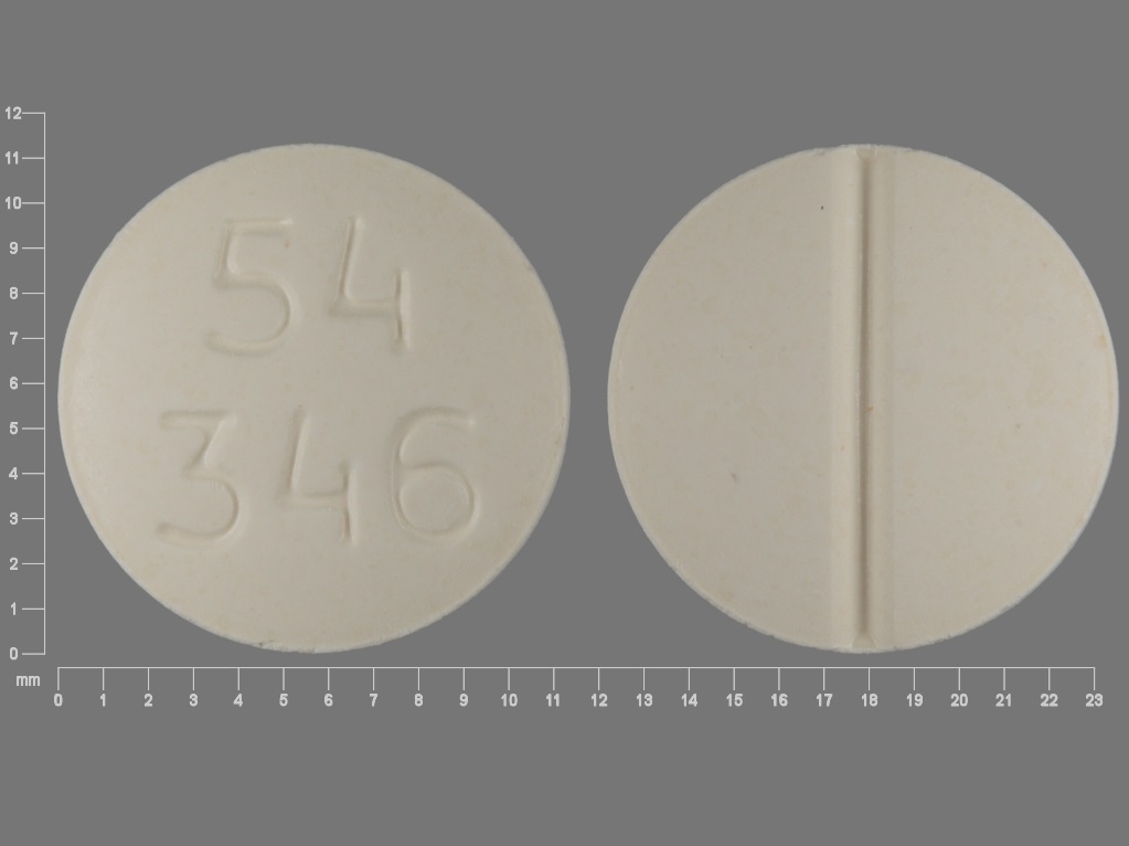 Pill with imprint 54 346, white, round, 11 mm (Lithium Carbonate 450 mg)