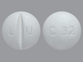 Pill with imprint L U C32, white, round, 12 mm (Ethambutol Hydrochloride 400 mg)
