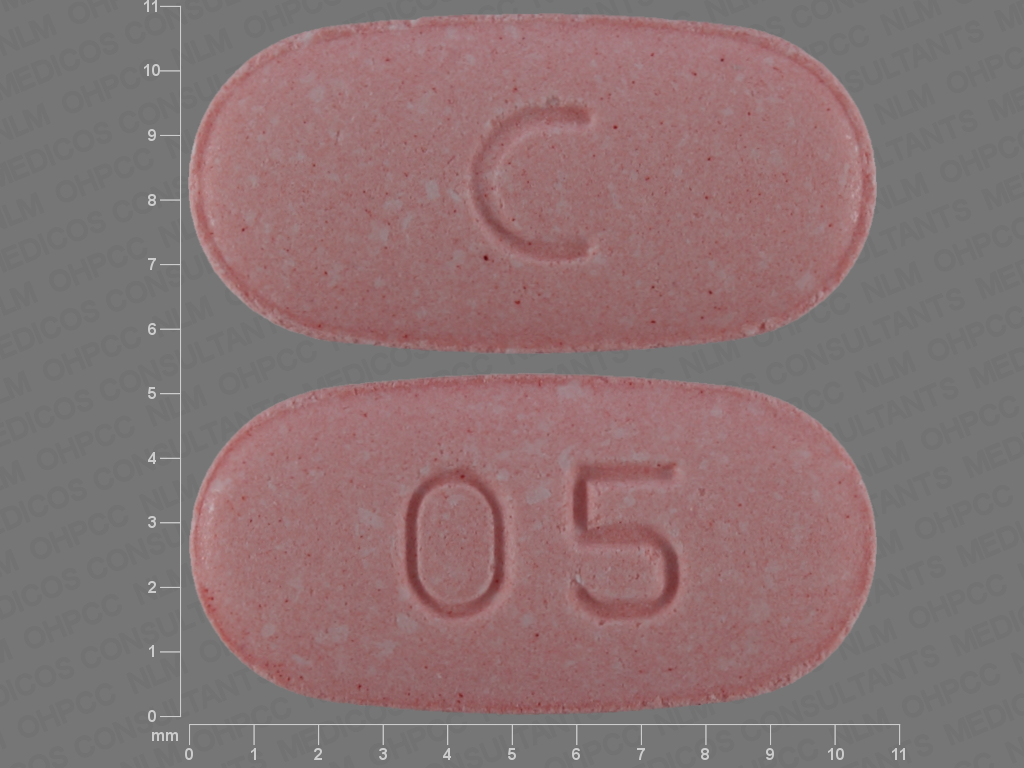 Pill with imprint C 05, pink, capsule, 10 mm (Fluconazole 100 mg)