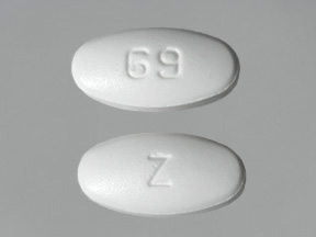 Pill with imprint 69 Z, white, oval, 19 mm (Metformin Hydrochloride 850 mg)