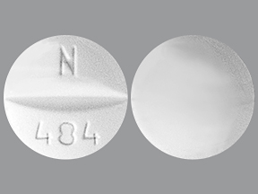 Pill with imprint N484, white, round, 13 mm (Pyrazinamide 500 mg)