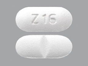 Pill with imprint Z16, white, capsule, 11 mm (Losartan Potassium 50 mg)