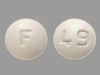 Pill with imprint F 49, white, round, 5 mm (Galantamine 4 mg)