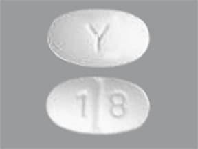 Pill with imprint 1 8 Y, white, oval, 9 mm (Alprazolam 0.25 mg)