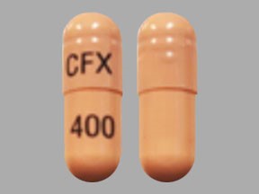 Pill with imprint CFX 400, pink, capsule, 21 mm (Cefixime 400 mg)