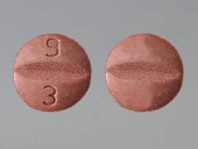 Pill with imprint 9 3, brown, round, 7 mm (Pramipexole Dihydrochloride 0.5 mg)