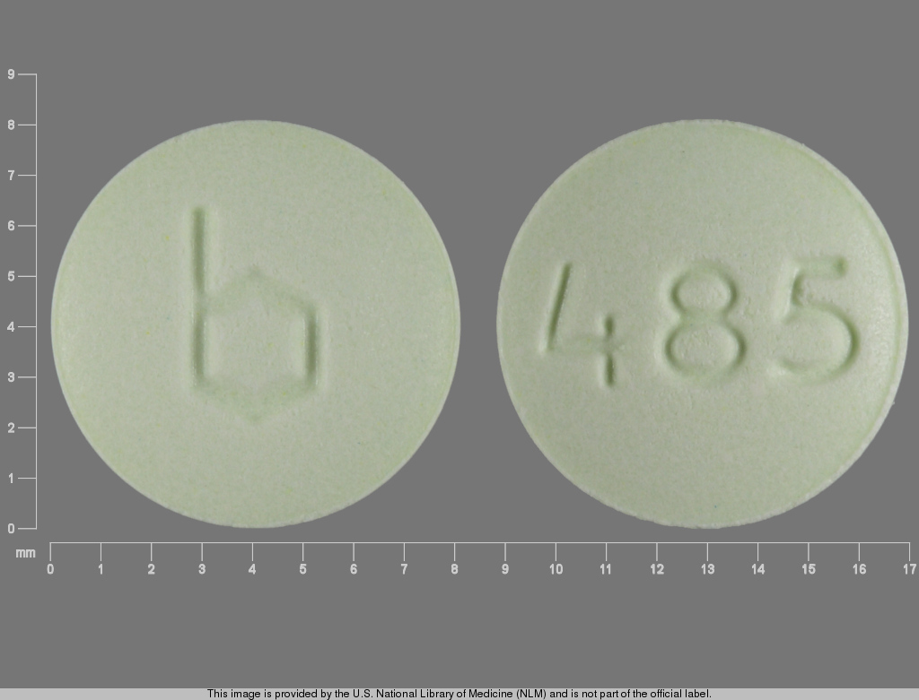 Pill with imprint b 485, green, round, 8 mm (Leucovorin Calcium 25 mg)