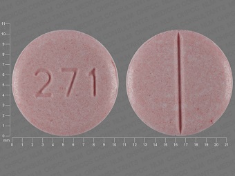 Pill with imprint 271, pink, round, 10 mm (Carbamazepine 100 mg)