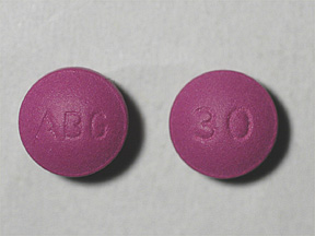 Pill with imprint ABG 30, purple, round, 7 mm (Morphine Sulfate 30 mg)