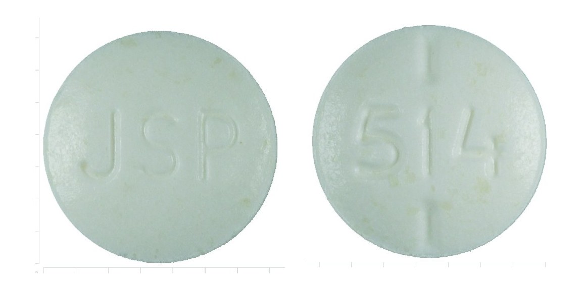 Pill with imprint JSP 514, white, round, 7 mm (Levothyroxine Sodium 50 mcg)