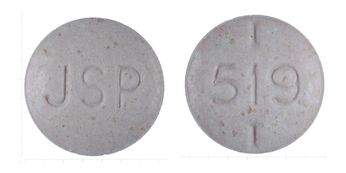 Pill with imprint JSP 519, brown, round, 7 mm (Levothyroxine Sodium 125 mcg)