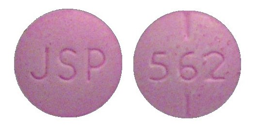 Pill with imprint JSP 562, red, round, 7 mm (Levothyroxine Sodium 112 mcg)