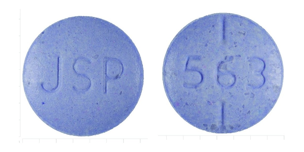 Pill with imprint JSP 563, purple, round, 7 mm (Levothyroxine Sodium 175 mcg)